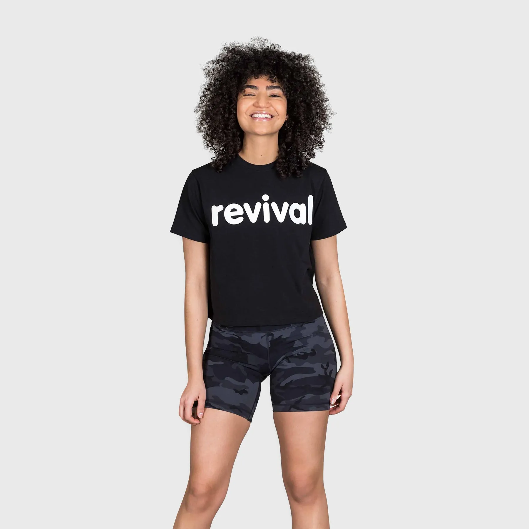 REVIVAL - WOMEN'S ESSENTIAL CROP T-SHIRT - BLACK/WHITE