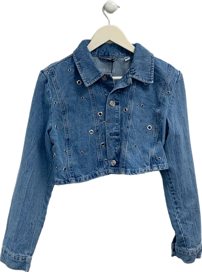 River Island Blue Cropped Denim Jacket UK 10