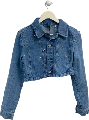 River Island Blue Cropped Denim Jacket UK 10