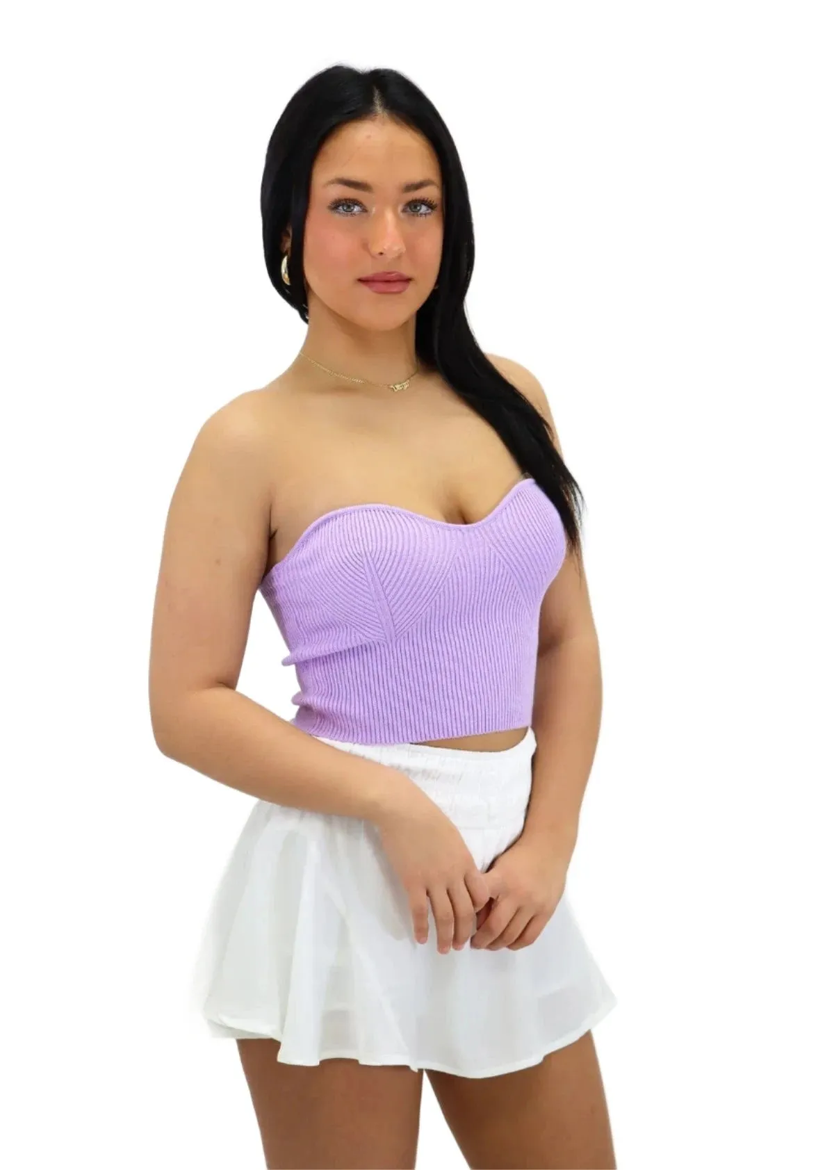 Rock N Rags - "Capital Karma" Tube Top - Lavender - Ribbed Sweetheart Neckline