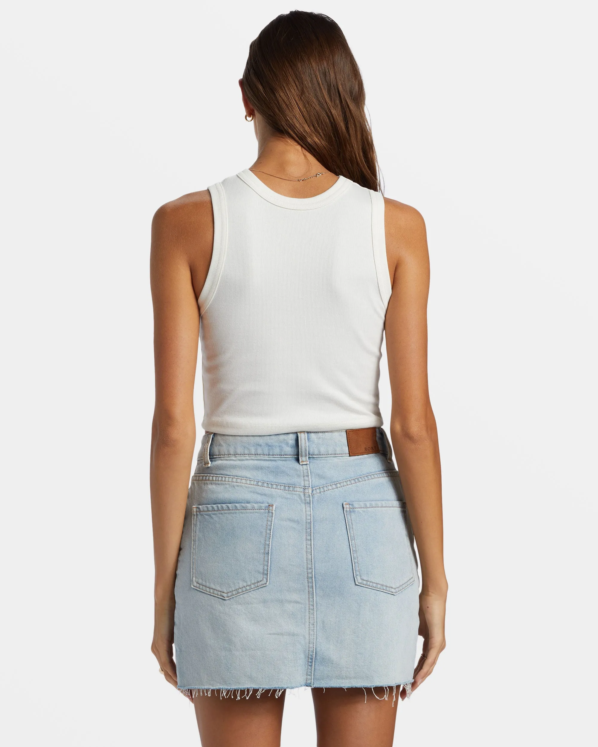 Roxify Fitted Rib Tank Top - Egret