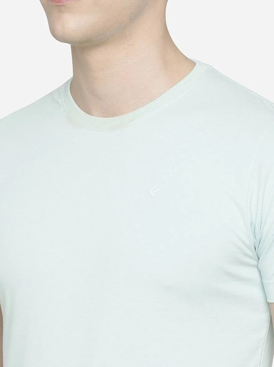 Sea Green Solid Slim Fit T-Shirt | Greenfibre