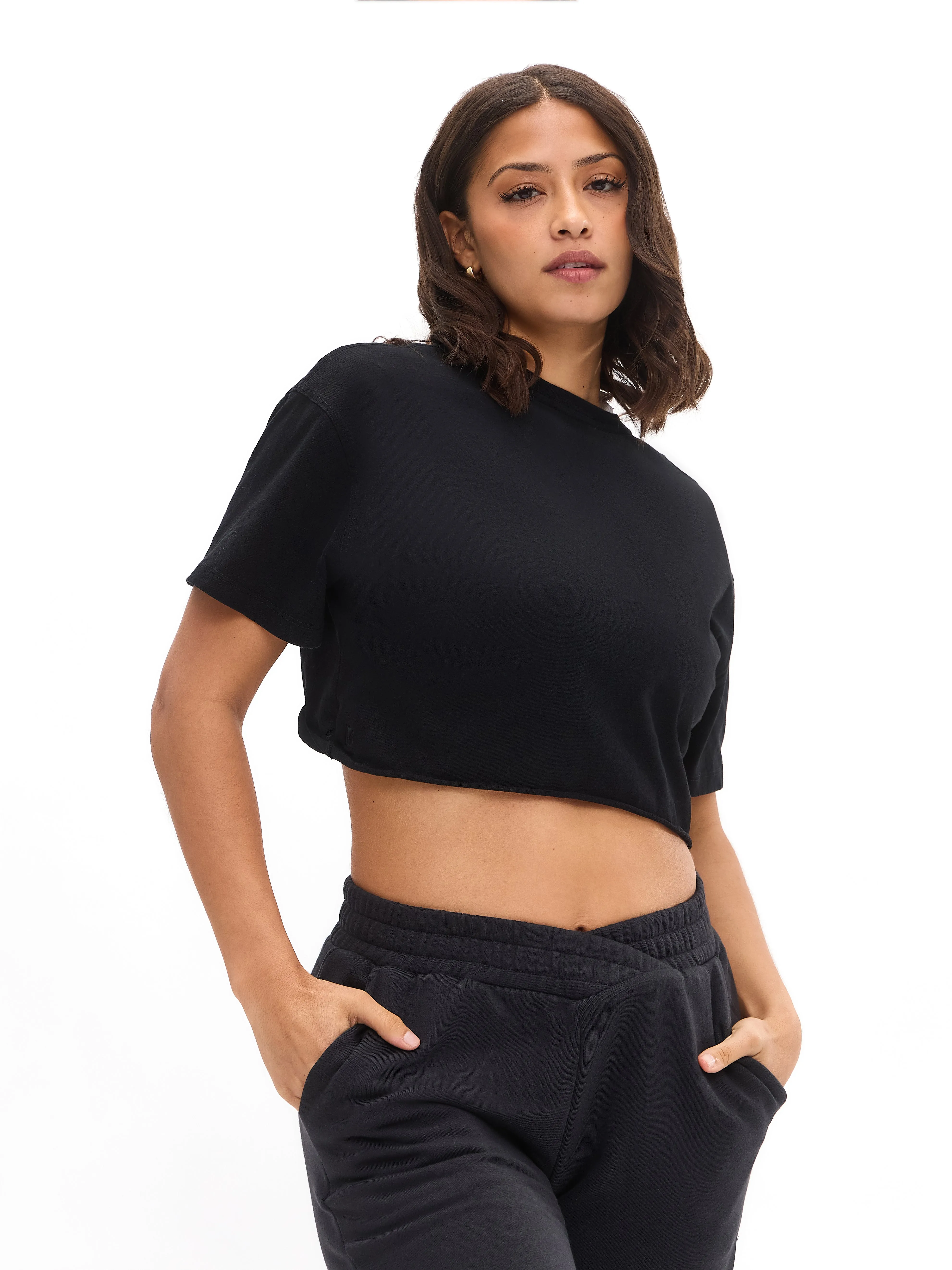 Slouchy Twist Crop - Onyx Black