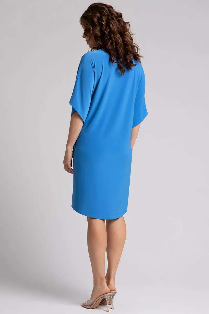 Slouchy V-Neck Dress with Tie | Marine