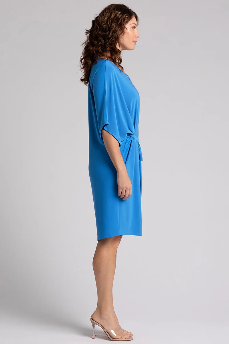 Slouchy V-Neck Dress with Tie | Marine