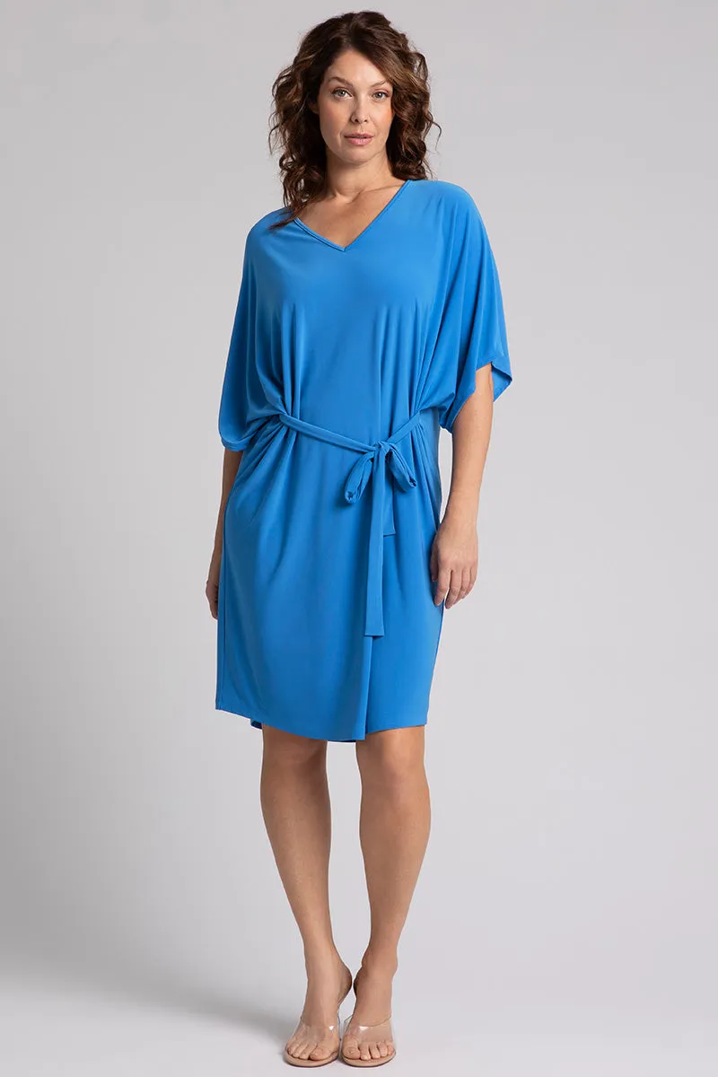 Slouchy V-Neck Dress with Tie | Marine