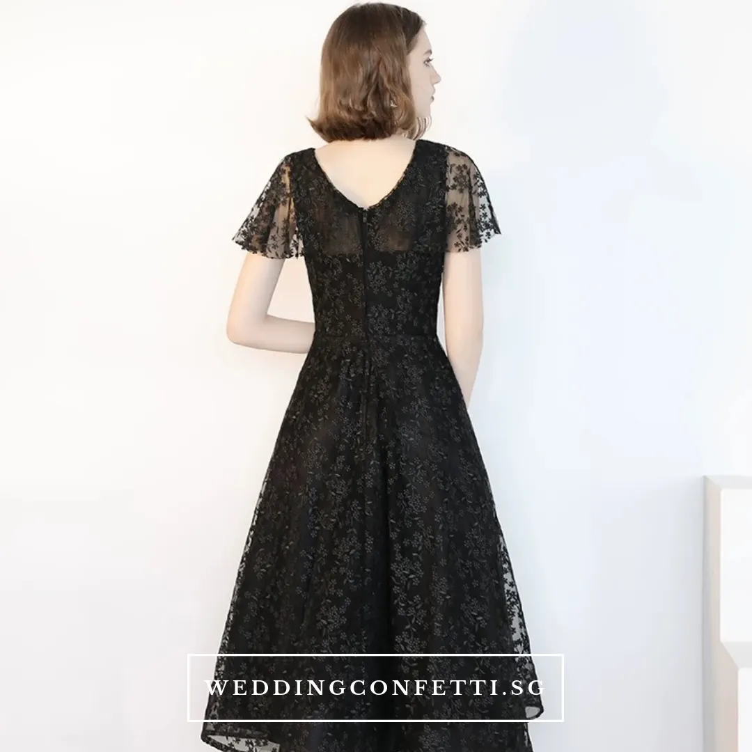 The Adella Short Sleeves Black Gown