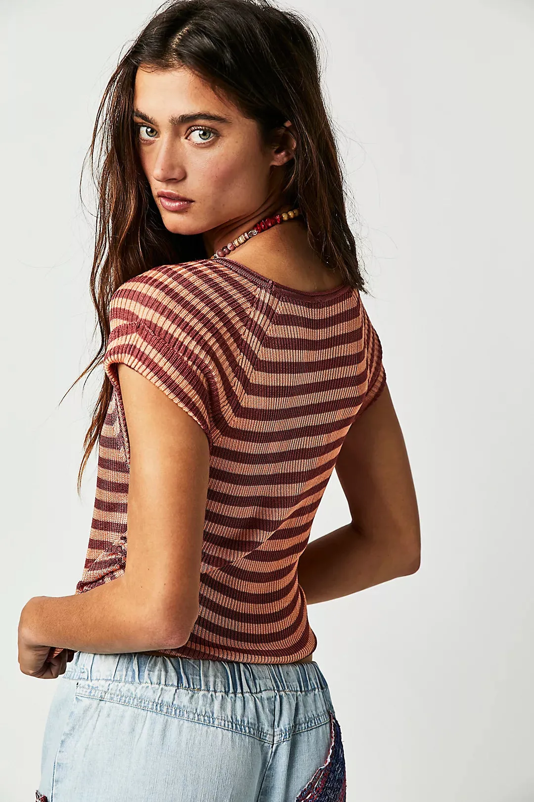 The Slinky Baby Tee by Free People - Redwood Peach