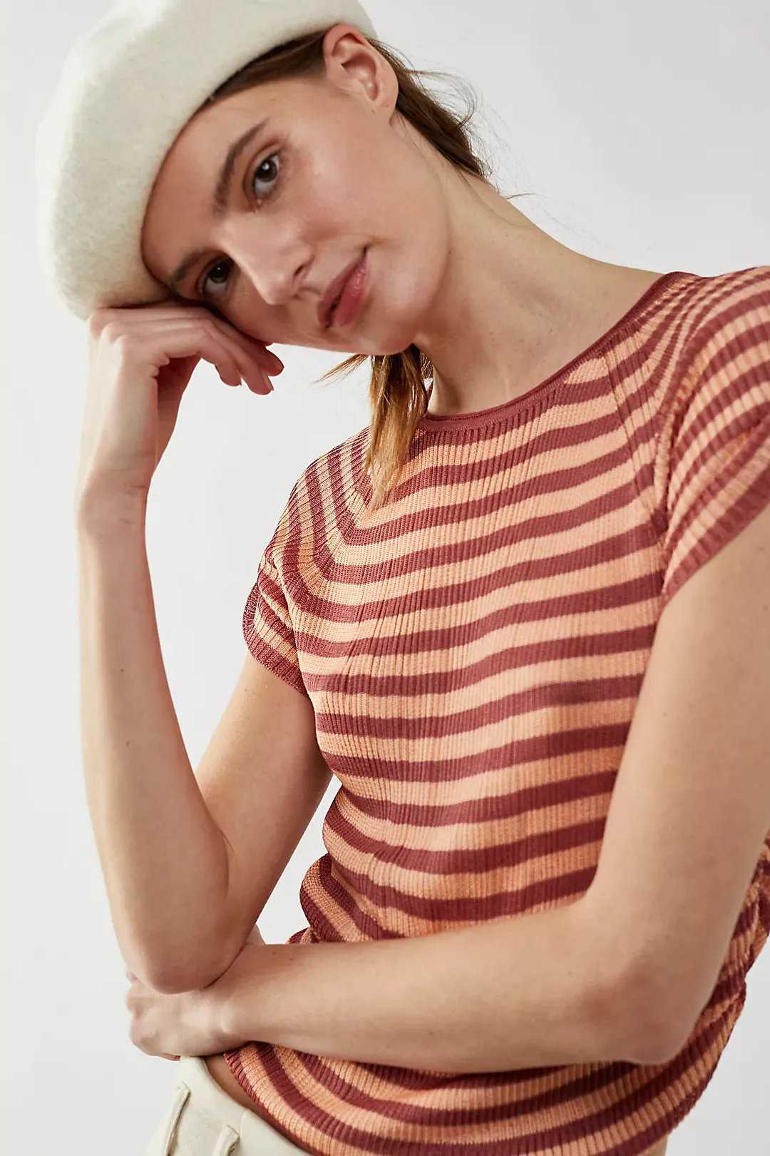 The Slinky Baby Tee by Free People - Redwood Peach