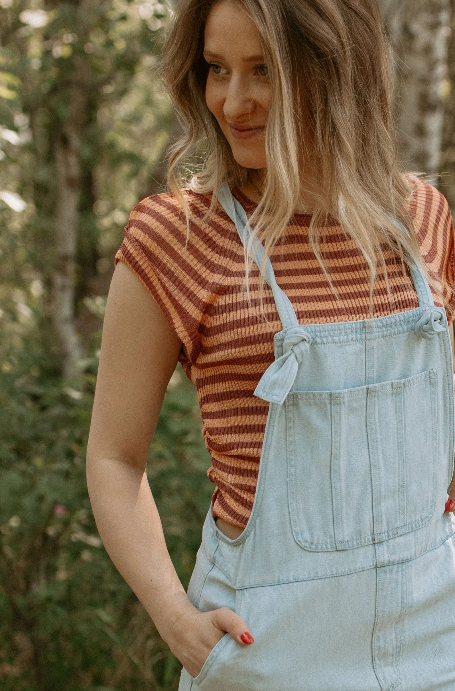 The Slinky Baby Tee by Free People - Redwood Peach