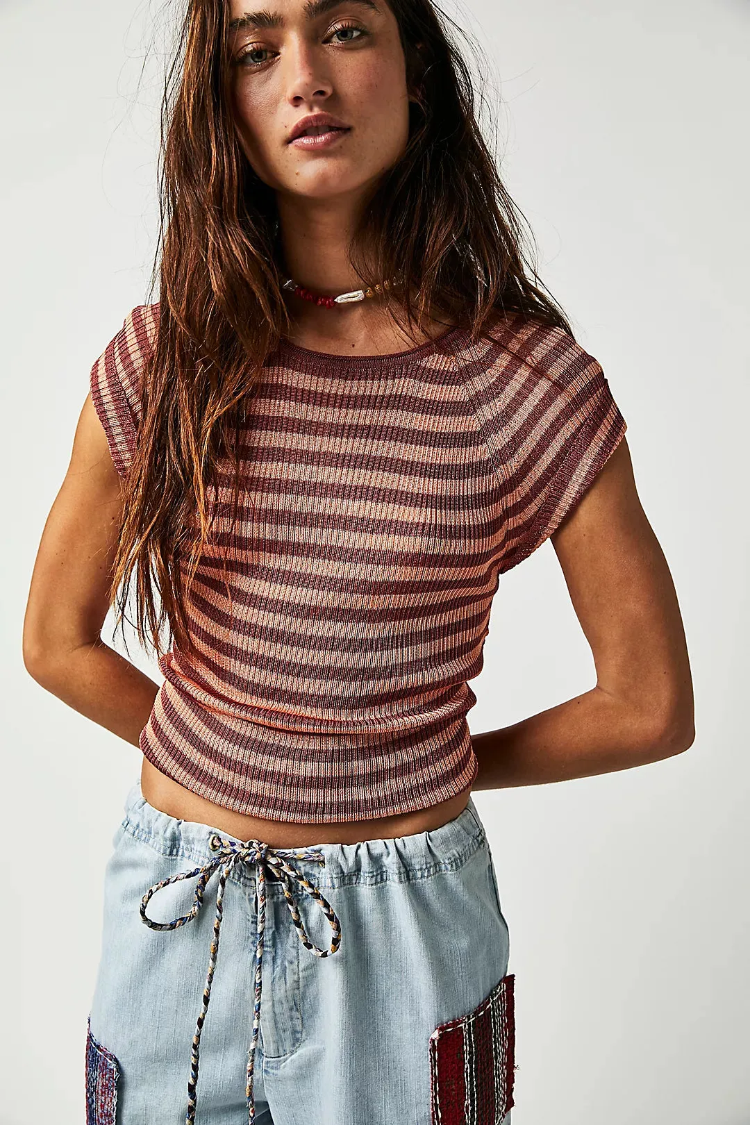 The Slinky Baby Tee by Free People - Redwood Peach