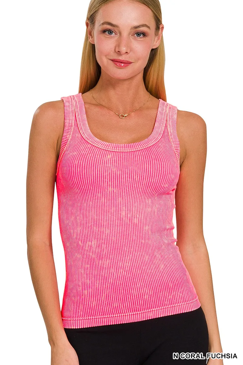 Washed Ribbed Tank Top