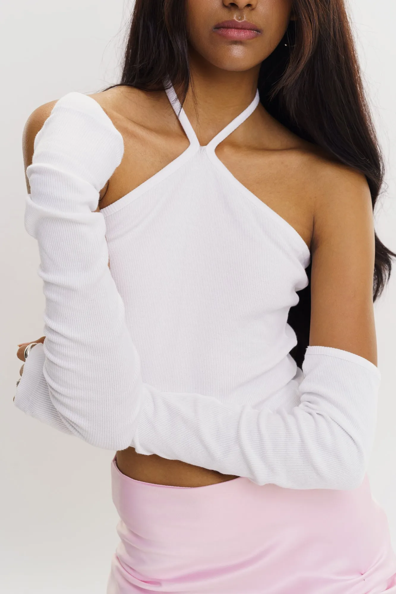 White Mock Sleeves Top