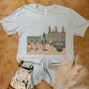 Women's "Western Scene" Graphic Tee in Silver