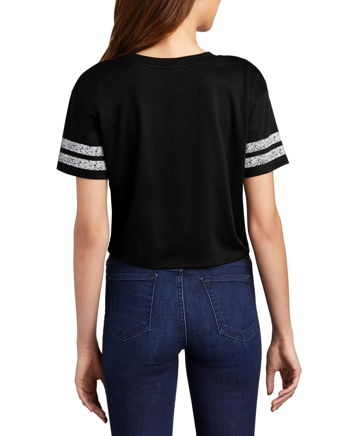 Women's Scorecard Crop Tee with Striped Sleeves