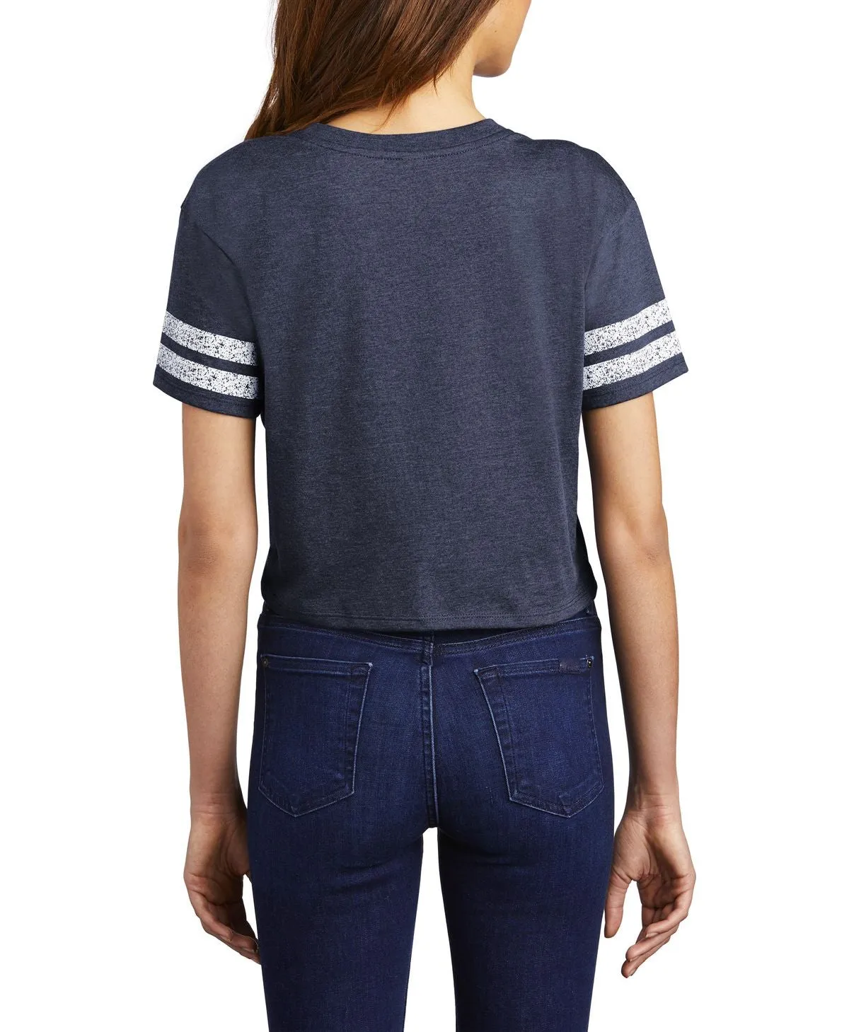 Women's Scorecard Crop Tee with Striped Sleeves