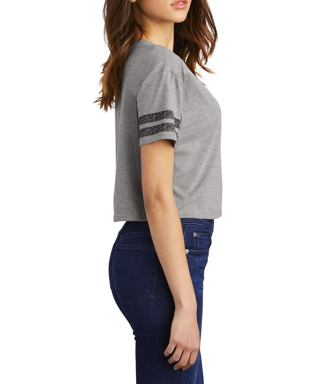 Women's Scorecard Crop Tee with Striped Sleeves