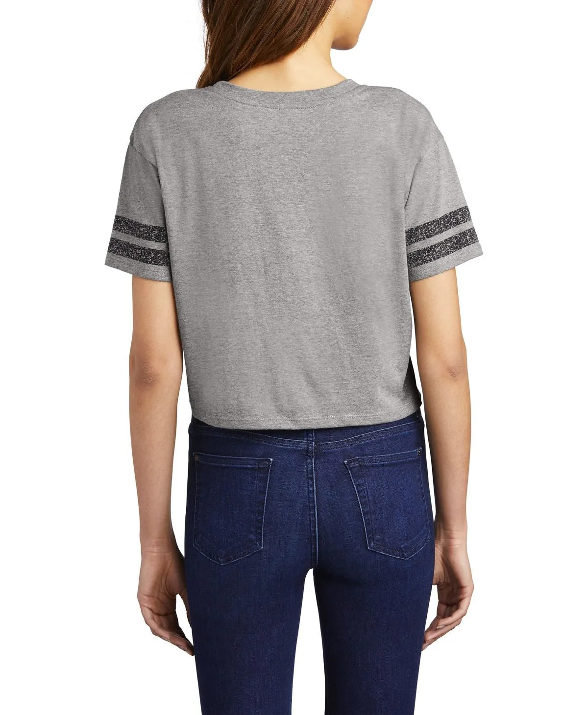 Women's Scorecard Crop Tee with Striped Sleeves