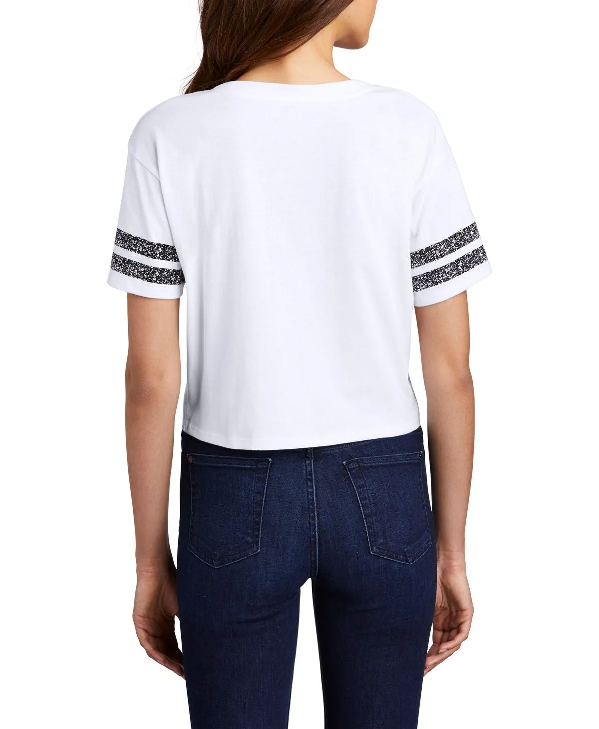 Women's Scorecard Crop Tee with Striped Sleeves