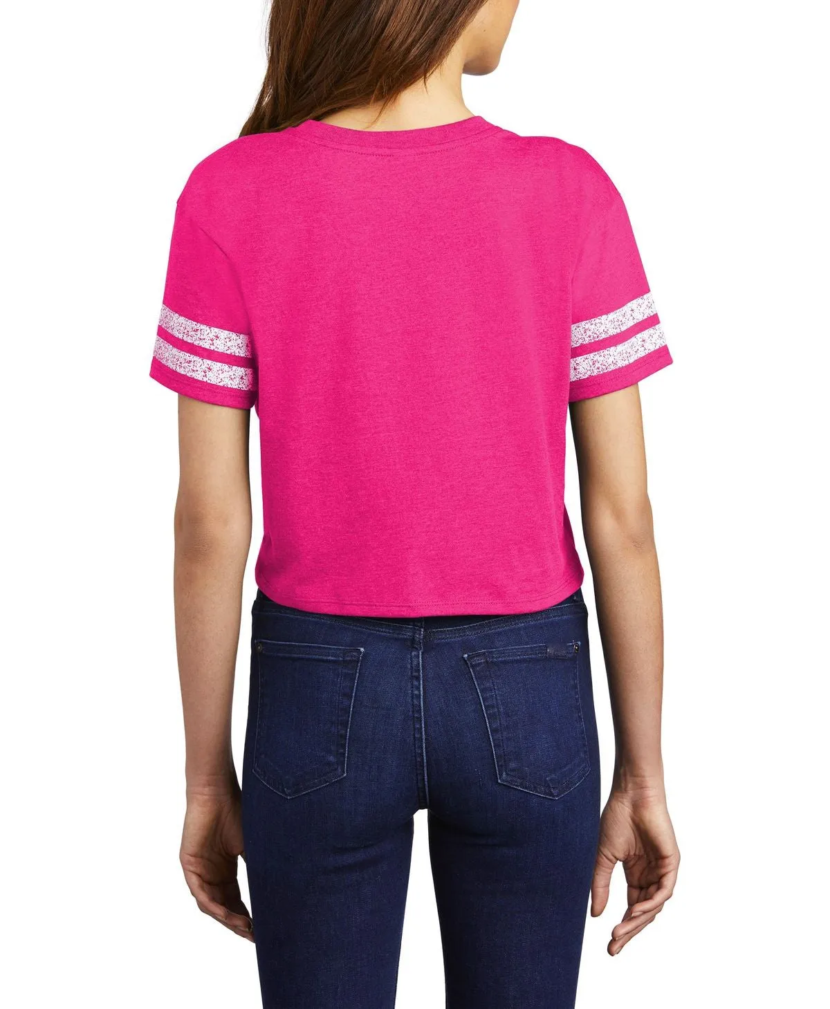 Women's Scorecard Crop Tee with Striped Sleeves